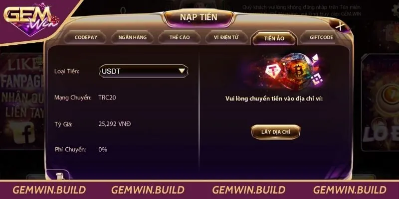 Nạp tiền bằng tiền ảo